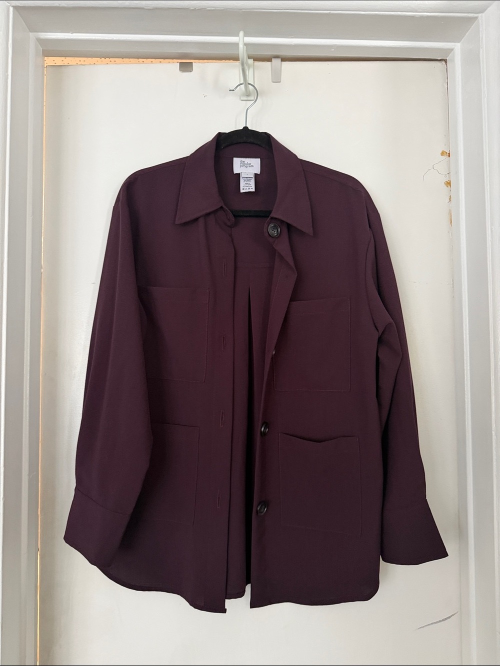 Relaxed Button-Front Plum Blazer Jacket